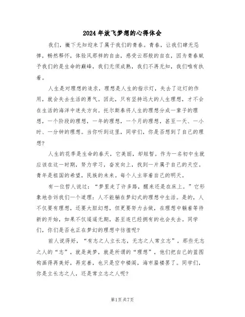 2024年放飞梦想的心得体会(四篇)