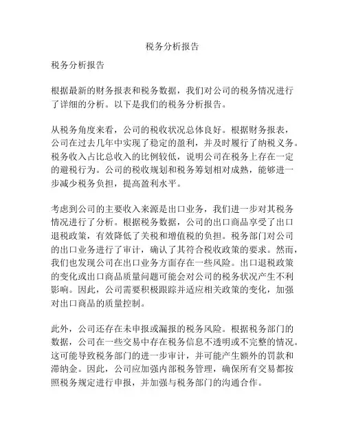 税务分析报告
