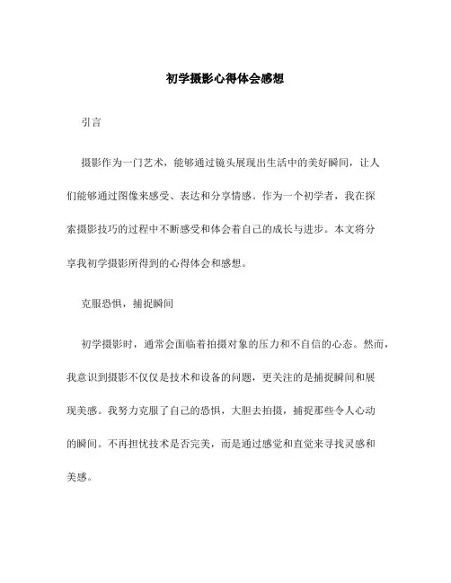 初学摄影心得体会感想