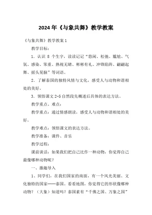 2024年《与象共舞》教学教案