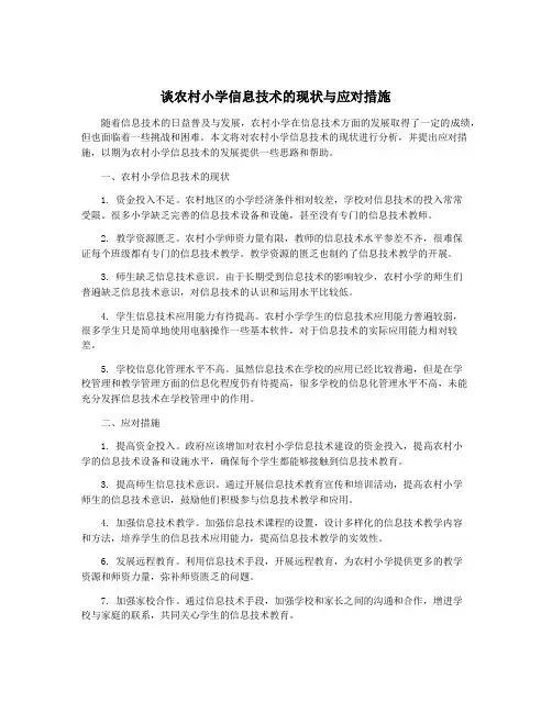 谈农村小学信息技术的现状与应对措施