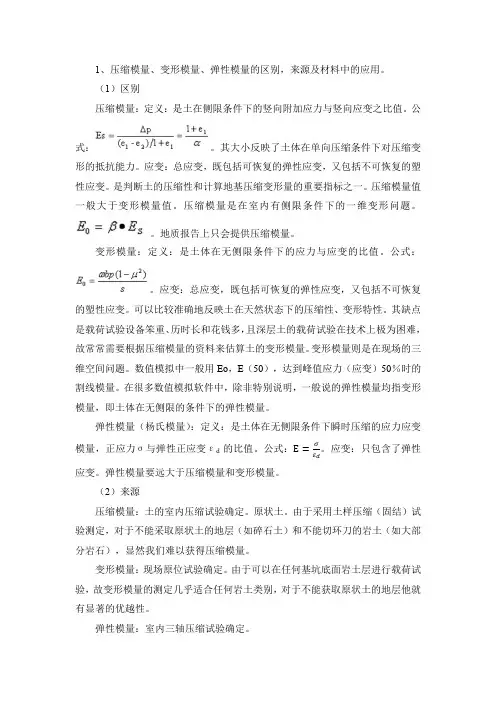 三种模量对比