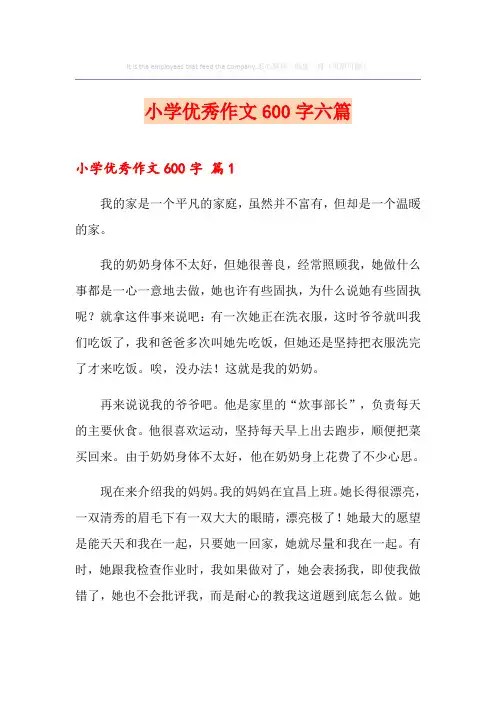 小学优秀作文600字六篇