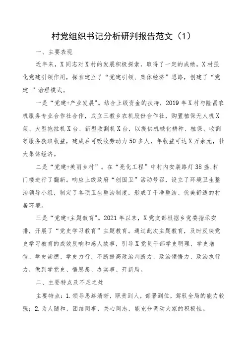 村党支部班子及村党支部书记履职情况分析研判报告范文2篇工作汇报总结