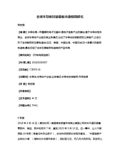 全球半导体封装载板市场格局研究