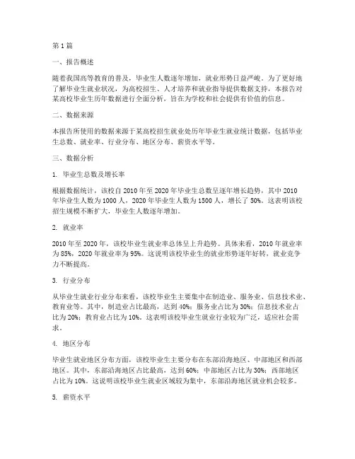毕业生历年数据分析报告(3篇)