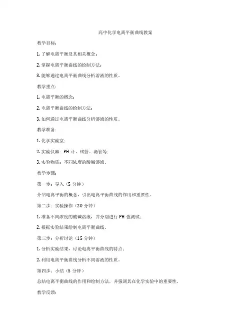 高中化学电离平衡曲线教案