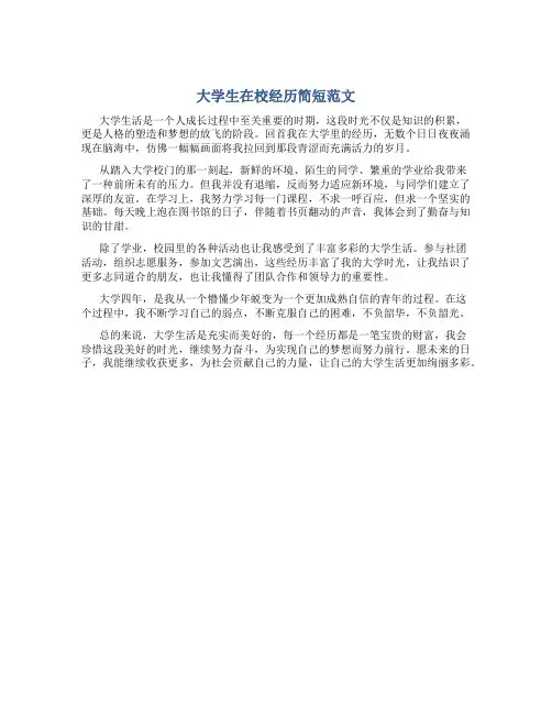 大学生在校经历简短范文