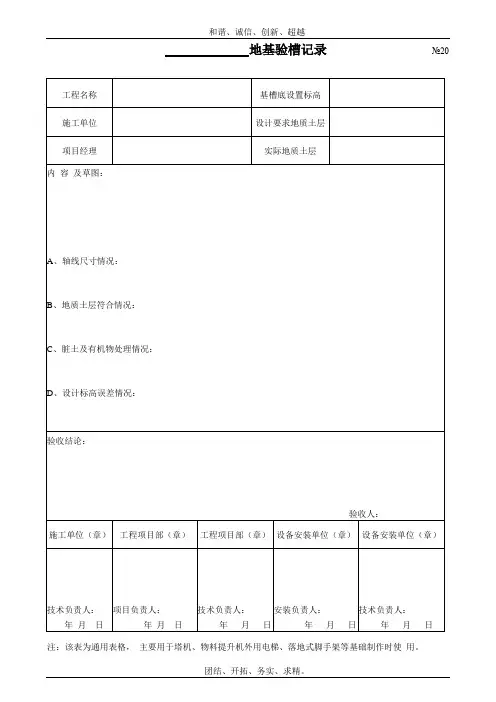 地基验槽记录模板