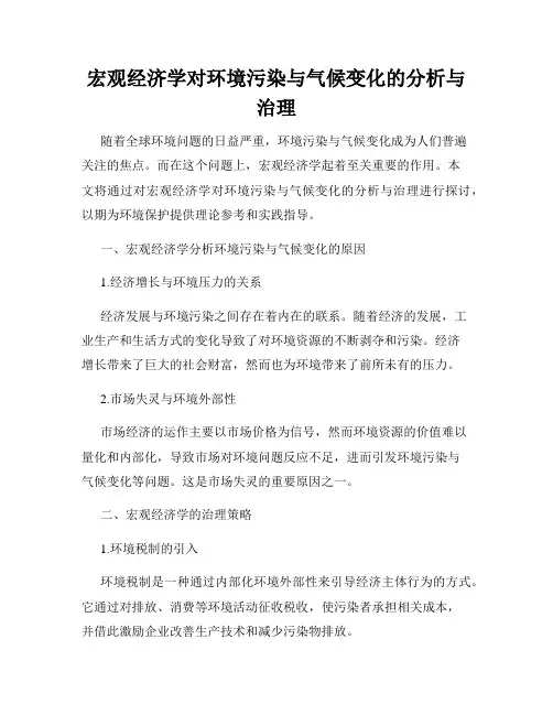 宏观经济学对环境污染与气候变化的分析与治理
