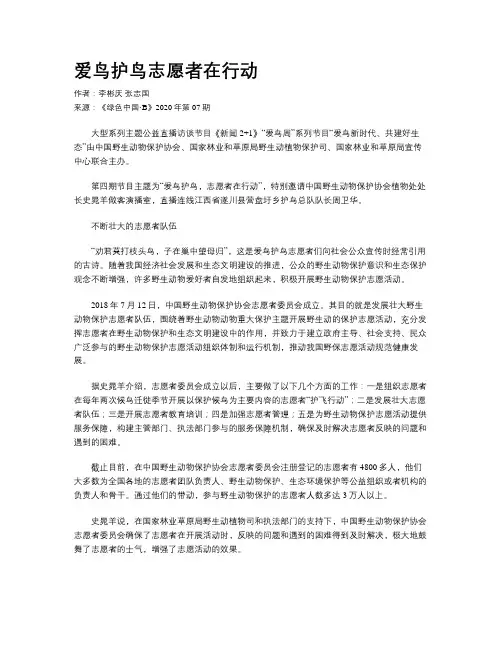 爱鸟护鸟志愿者在行动