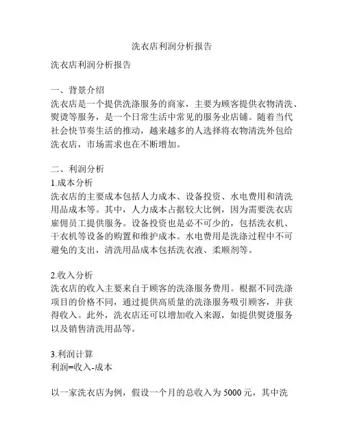 洗衣店利润分析报告