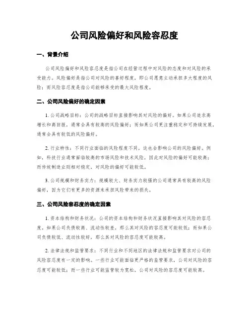 公司风险偏好和风险容忍度