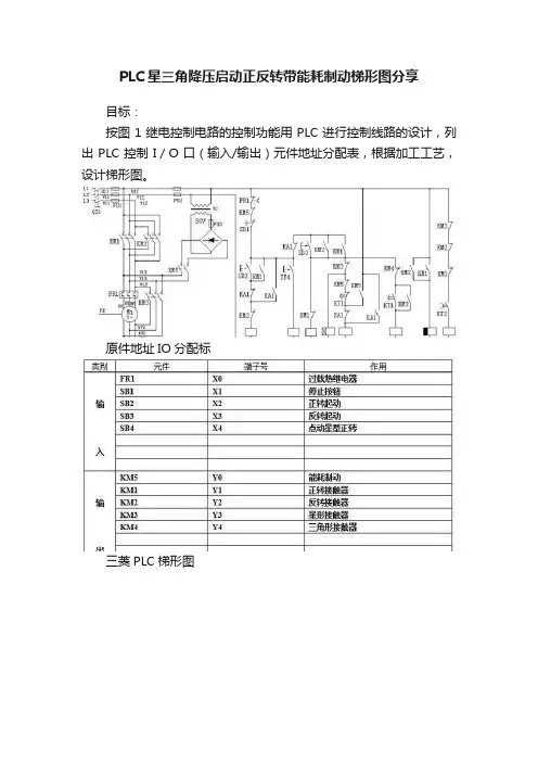 PLC星三角降压启动正反转带能耗制动梯形图分享