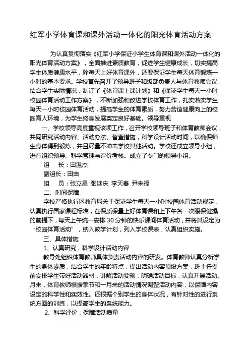 大课间和课外体育活动方案