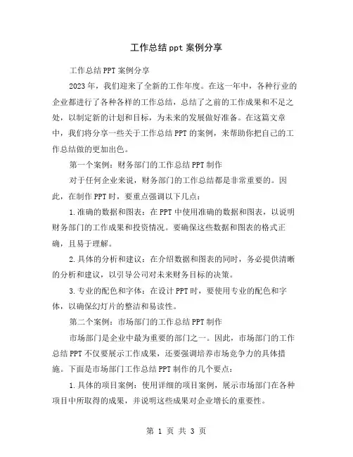 工作总结ppt案例分享