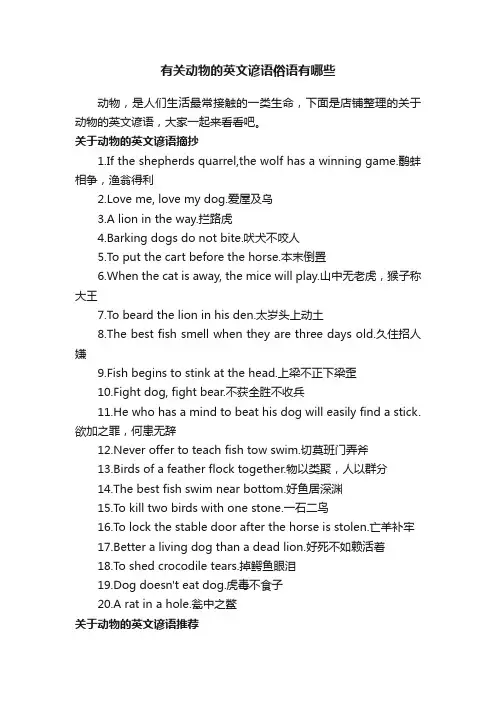 有关动物的英文谚语俗语有哪些
