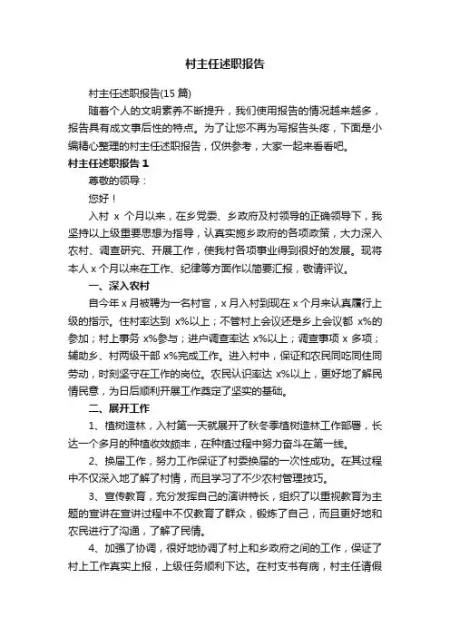 村主任述职报告