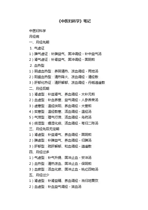 《中医妇科学》笔记