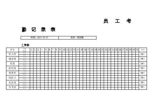 员工考勤记录表之欧阳德创编