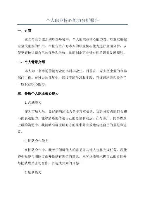 个人职业核心能力分析报告