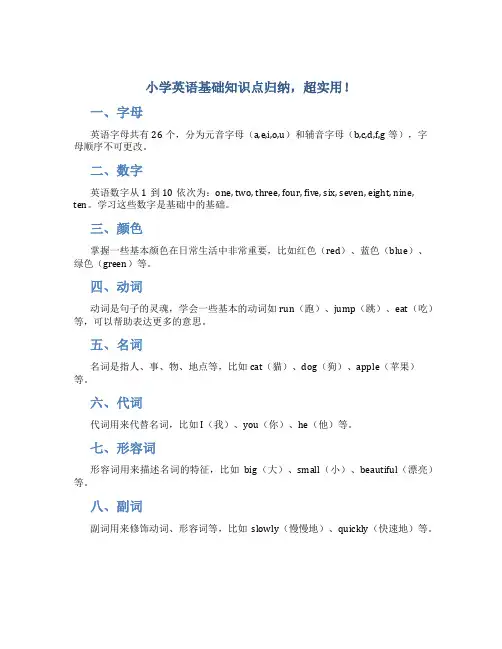 小学英语基础知识点归纳,超实用!