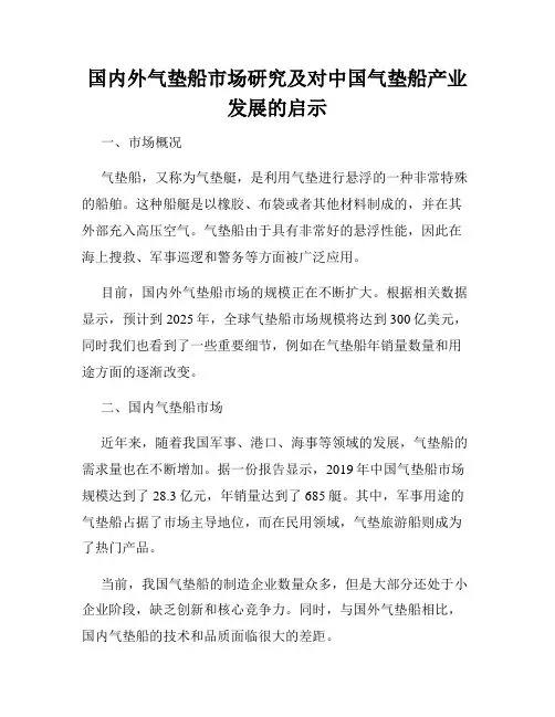 国内外气垫船市场研究及对中国气垫船产业发展的启示