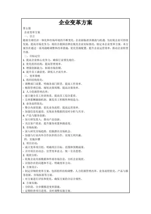 企业变革方案