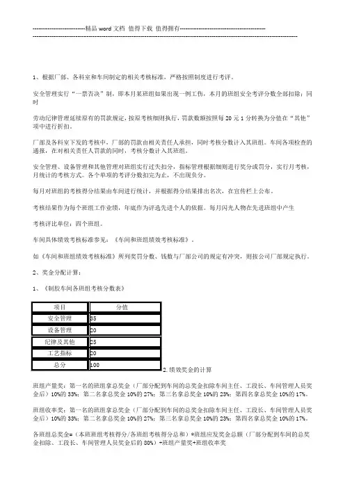绩效考核及奖金分配方案.