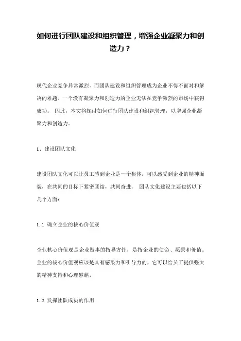 如何进行团队建设和组织管理,增强企业凝聚力和创造力？