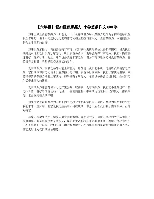 【六年级】假如没有摩擦力 小学想象作文600字