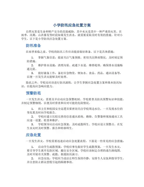小学防汛应急处置方案