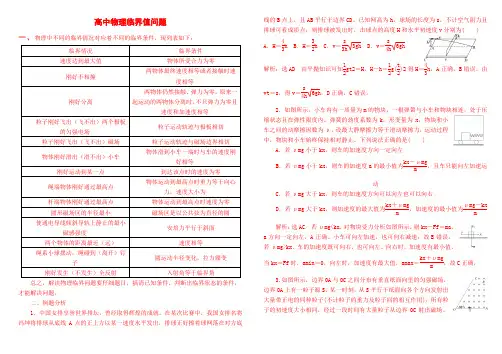 高中物理临界值问题