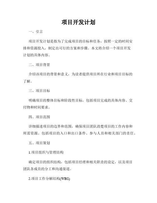 项目开发计划