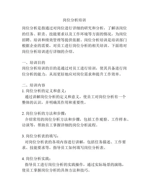 岗位分析培训