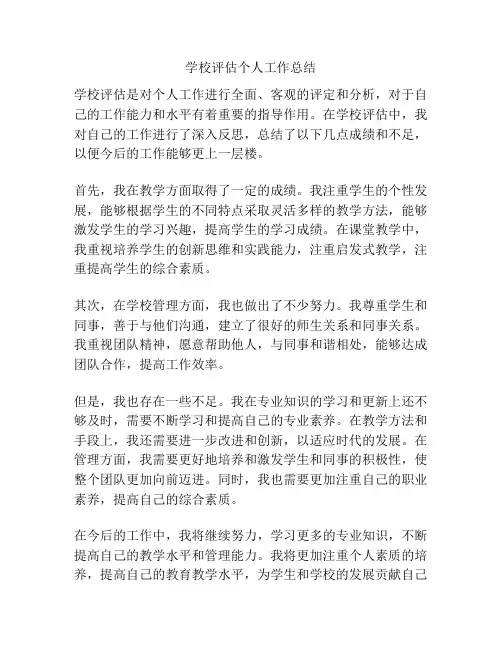学校评估个人工作总结