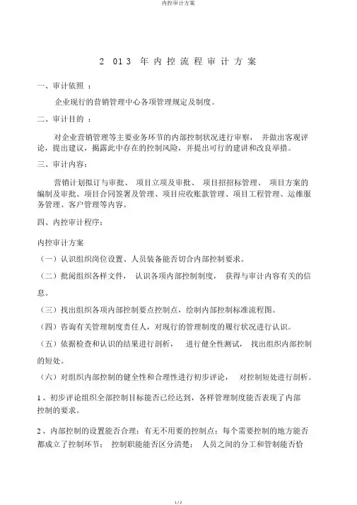内控审计方案