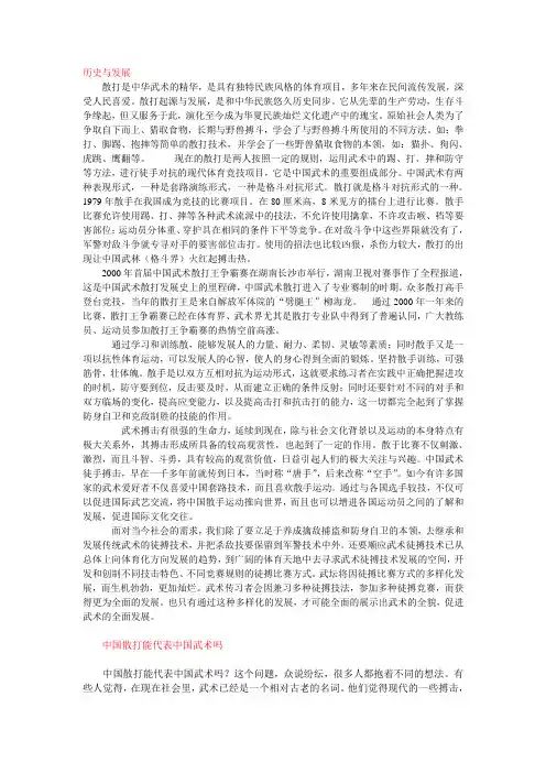 中国散打历史与发展