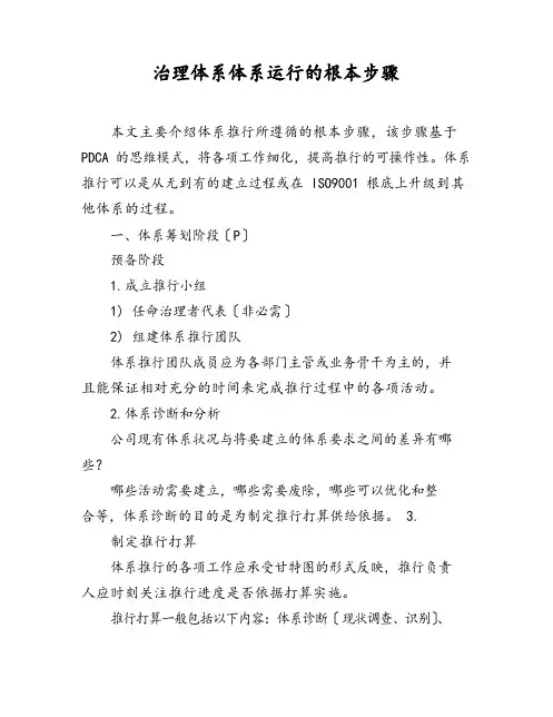 管理体系体系运行的基本步骤