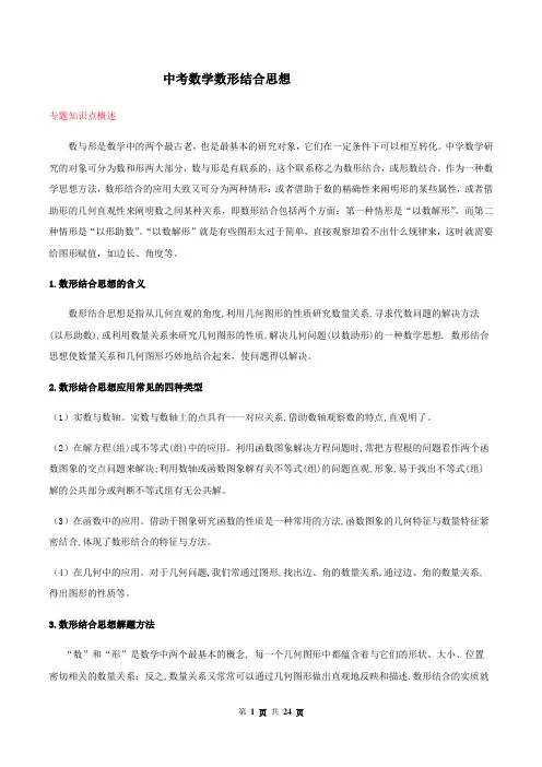 中考数学点对点-数形结合思想(解析版)