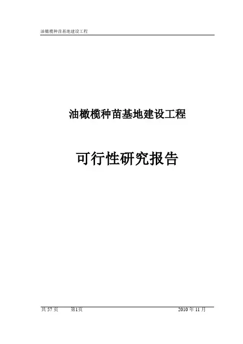 油橄榄基地项目建设可行性研究报告
