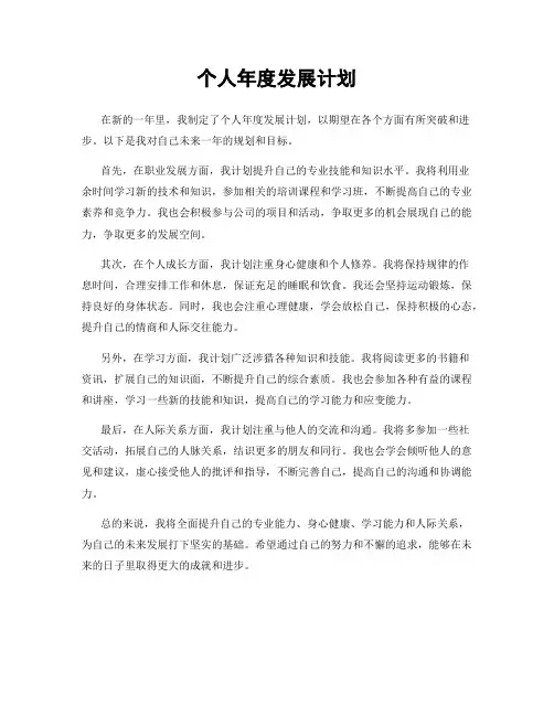 个人年度发展计划