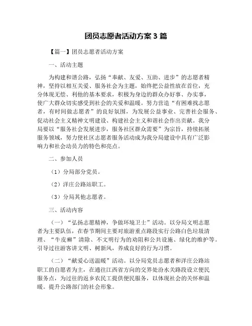 团员志愿者活动方案3篇