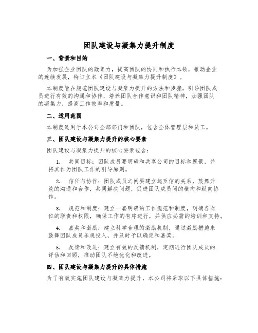 团队建设与凝聚力提升制度