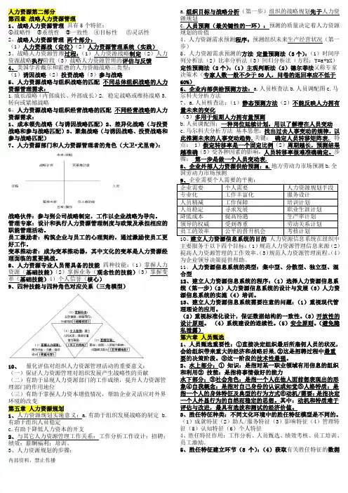 2015年中级经济师人力资源重点总结笔记第二部分