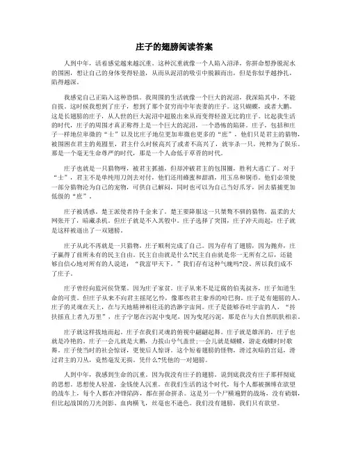 庄子的翅膀阅读答案