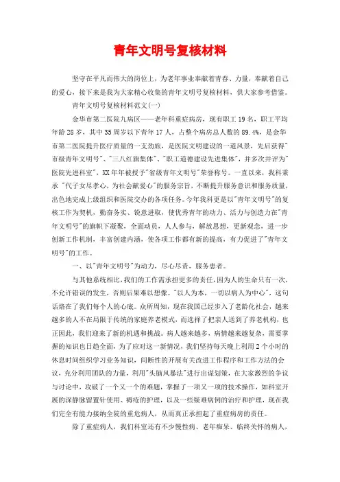 青年文明号复核材料