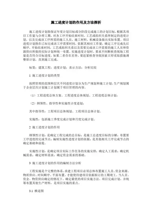 施工进度计划的作用及方法探析