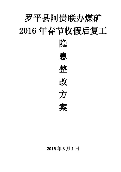 阿贵联办煤矿隐患整改方案