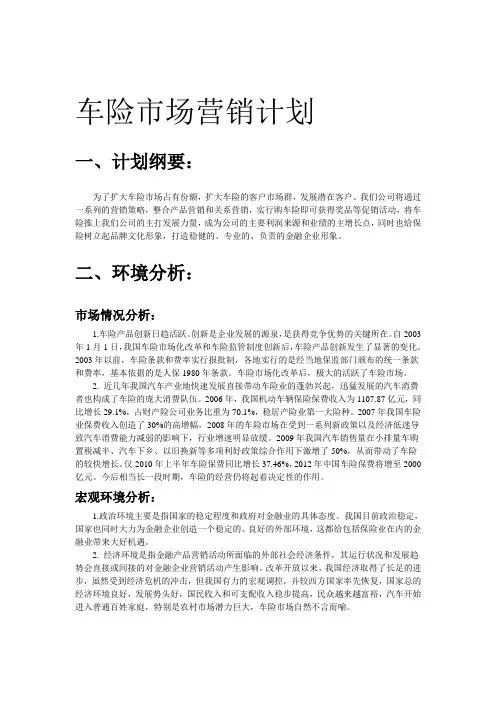 车险市场营销计划